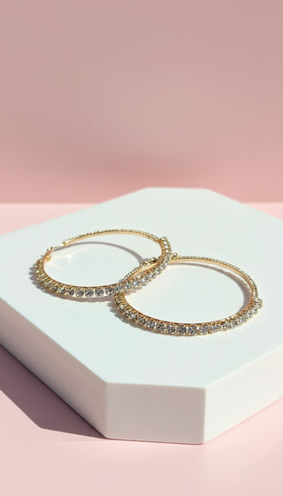 Round Crystal Classic Hoop Earrings