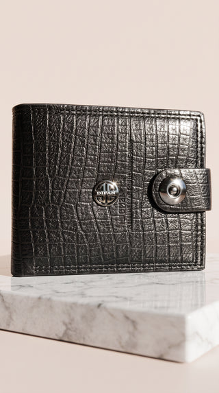 Men's Croc-Embossed Leather Snap Bifold Wallet