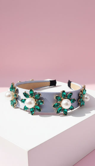 Jeweled Pearl Flower Crystal Hair band