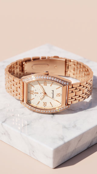 Crystal Bezel Tonneau Bracelet Watch