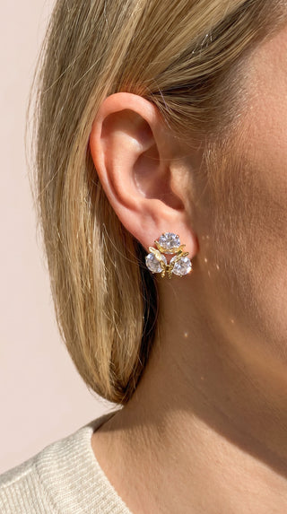 Layered Butterfly Crystal Stud Earrings