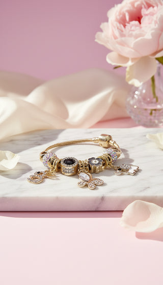 Butterfly Crystal Charm Beaded Bracelet