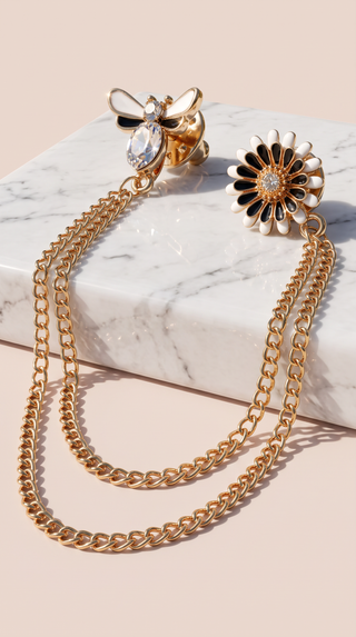 Collar Double Chain Brooch Pin