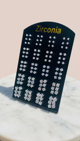 60 Pairs Cubic Zirconia Crystal Stud Earrings