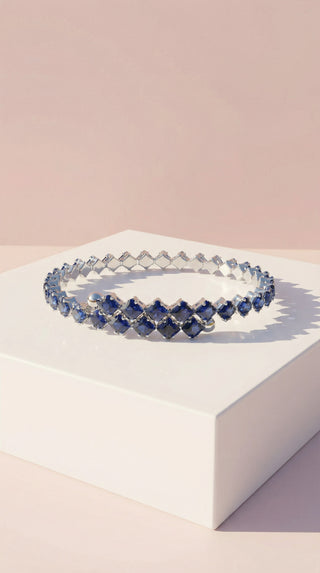 Stretchy Square Cut Crystal Snap On Cuff