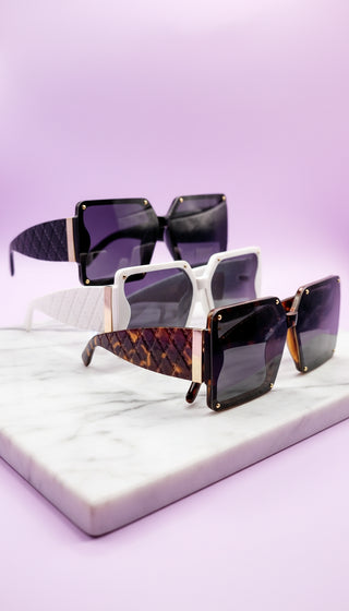 Quilted Square Frame Sunglasses Box of 20