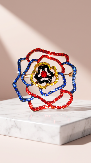 Lattice Flower Crystal Brooch Pin