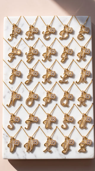 Clover Initial Personalised Gold Plated Pendant Necklace