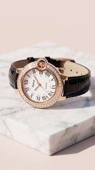 Roman Numeral Faux Leather Strap Watch
