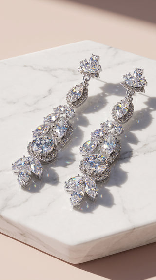Multi Cut Crystal Drop & Dangle Statement Earrings