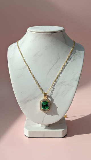 Waterproof Baguette Cut Crystal Pendant Necklace