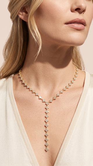 Clover Gold Plated Y Shape Necklace