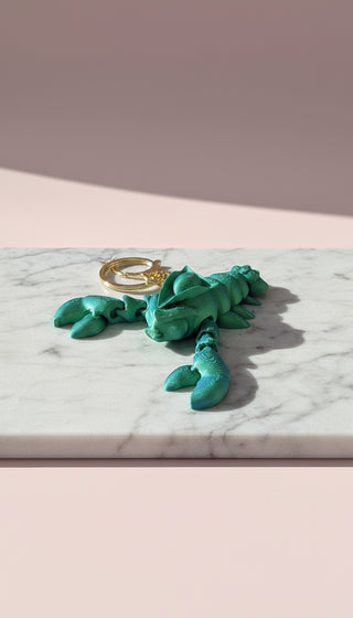 3D Printed Articulated Fantasy Lobster : Bioplastic Fidget Key Ring