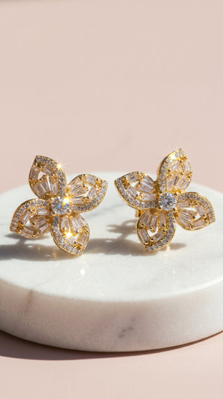 Flower Crystal Stud Earrings