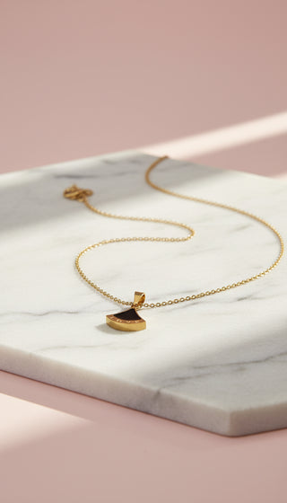 Black LOVE Stainless Steel Gold Plated Pendant Necklace