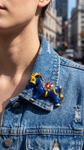 Carnival Horse Enamel Brooch Pin