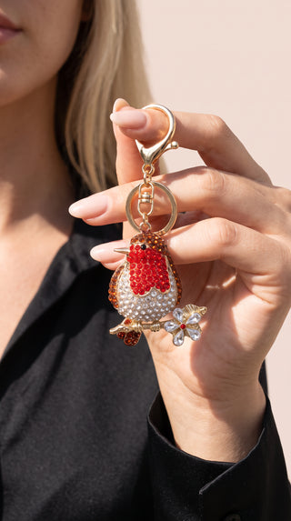 Crystal Robin Bird Keyring & Bag Charm
