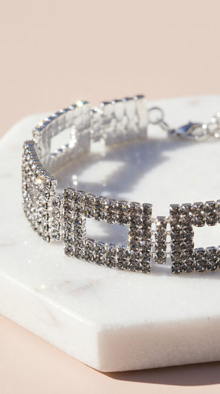 Square Link Crystal Tennis Bracelet