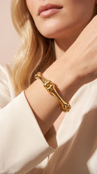 Bone Link Gold Plated Stainless Steel Bangle
