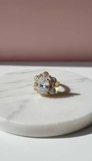 Jewelled Flower Crystal Free size Ring