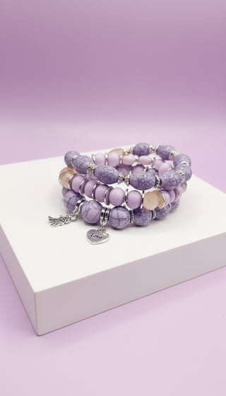 Elephant Love Charm Ceramic Beaded Bracelet Set