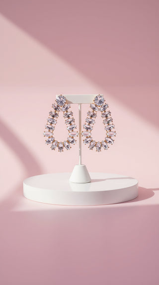 Oval Crystal Drop and Dangle Earrings