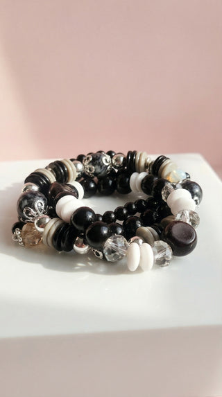 Crystal Charm Ceramic Beaded Bracelet Set