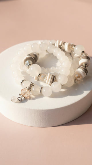 Crystal Charm Ceramic Beaded Bracelet Set