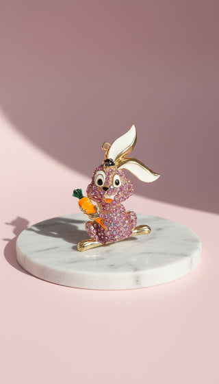 Bunny Rabbit With Carrot Crystal Key Ring & Bag Charm