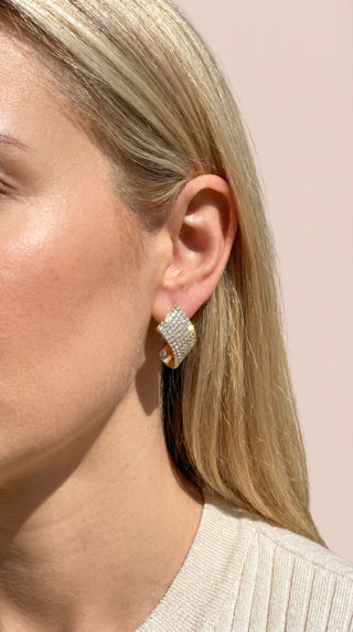 Micro Pavé Curved Crystal Stud Earrings