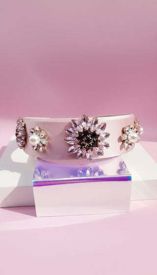 Crystal Flower & Pearls Satin Hair band