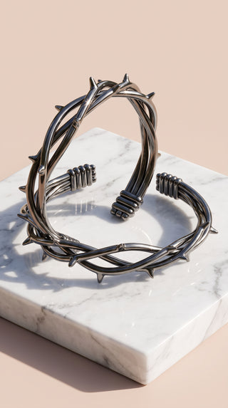 Barbed Wire Gold Plated Stainless Steel Bangle