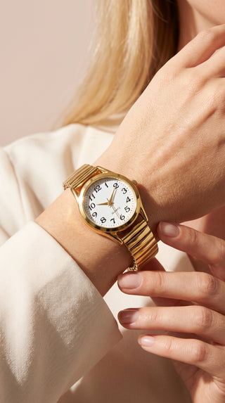 Easy Reader Classic Watch With Stretchy Strap Quartz Movement