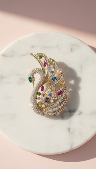 Swan Crystal Statement Brooch Rhinestone Pin