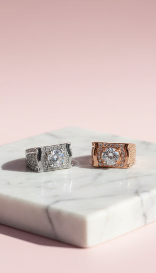 Men's Square Band Crystal Box Set of 12 Rings