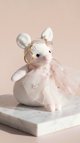 Oversized Plush Ballerina Mouse Keyring & Bag Charm