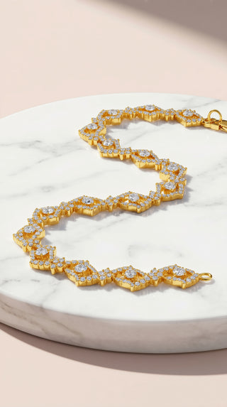 Gold Wavey Crystal Tennis Bracelet