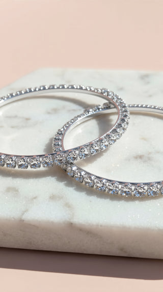 Round Crystal Classic Hoop Earrings