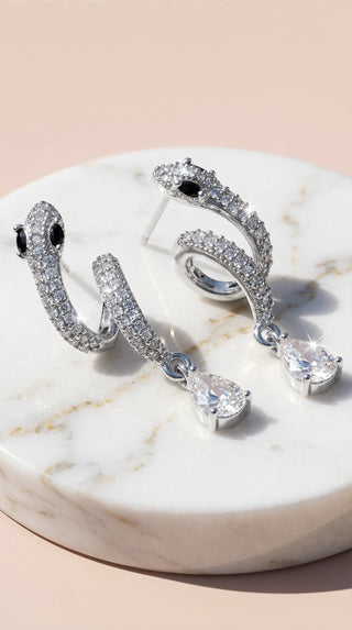 Snake Teardrop Gold Plated Earrings