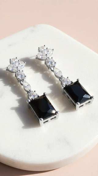 Black Square Crystal Drop & Dangle Earrings