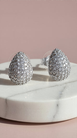 Tear Drop Crystal Pavé Stud Earrings