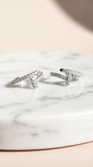 Nail Huggie Hoop Crystal Stud Earrings