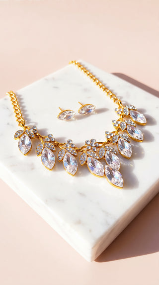 Teardrop Crystal Necklace & Earrings Set