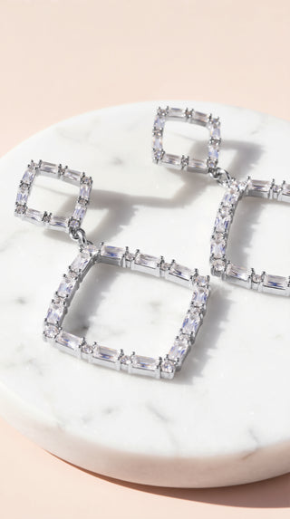 Square Layered Crystal Drop & Dangle Earrings
