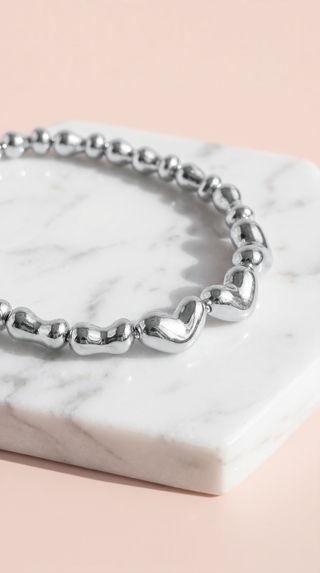 Melted Bubble Heart Chain Necklace