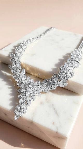 Layered Crystal Statement Necklace & Earrings Set