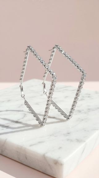 Square Crystal Classic Hoop Earrings