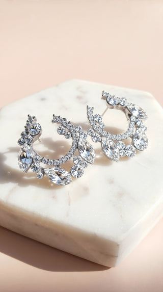 Curved Statement Crystal Stud Earrings
