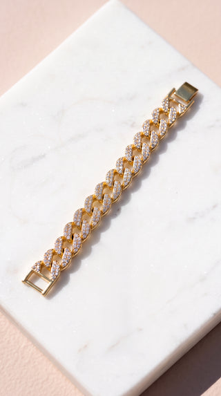 Gold Crystal Link Statement Bracelet