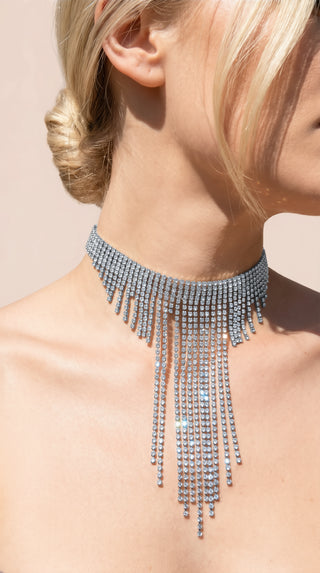 Statement Tassel Crystal Choker Necklace